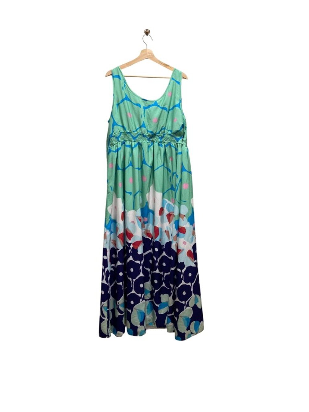 EShakti Printed Sleeveless Maxi Dress Green Size 2X Boho Spring Vacation Flowy - Picture 10 of 12